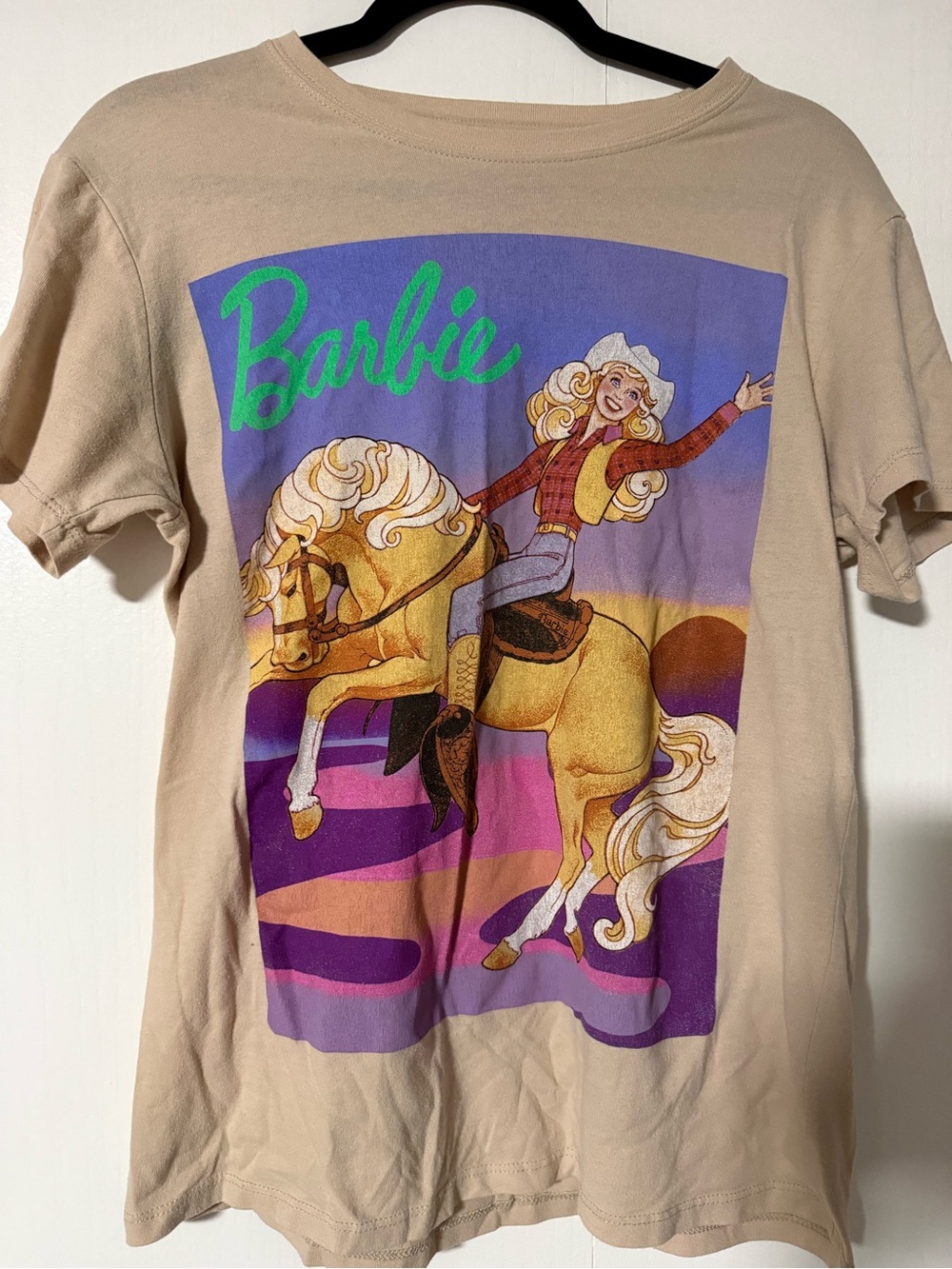 Barbie Beige Crewneck Tee with Black Logo